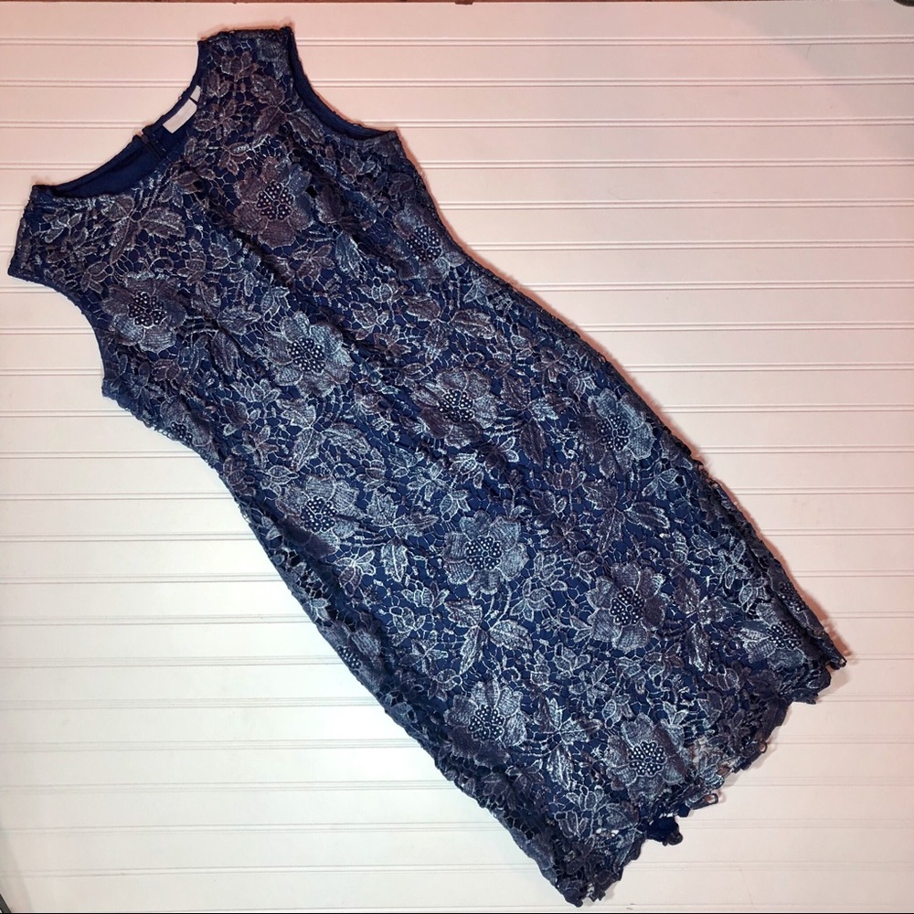 Elegant Lace Overlay Midi Dress